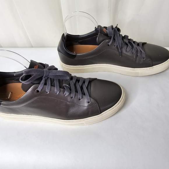 Good Man Brand Dark Gray With Black Trim Nappa Leather Sneakers Size 10.5 - Picture 3 of 10